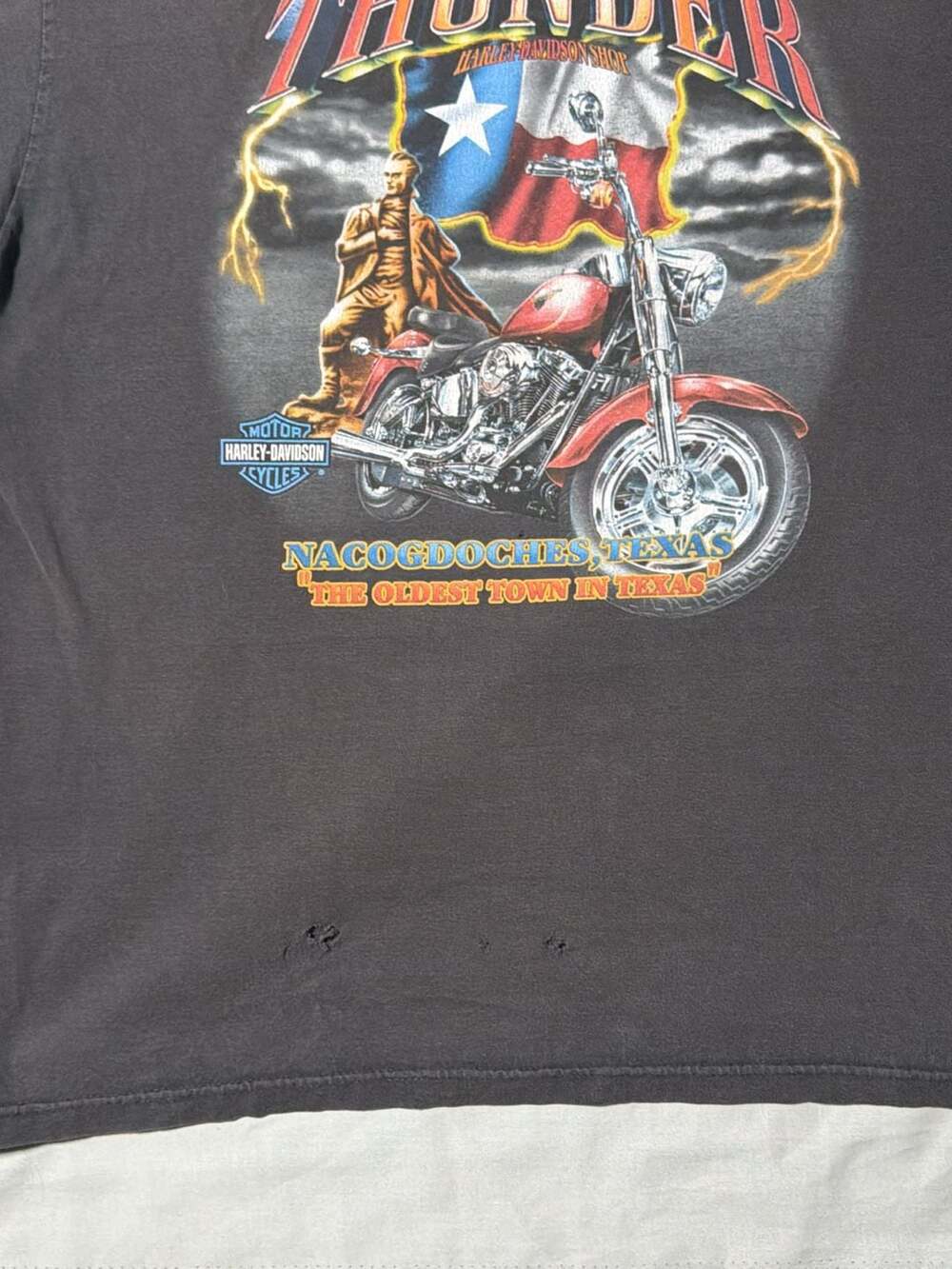 Vintage Thrashed 2006 Harley-Davidson Texas Thunder Nacogdoches T-Shirt Large - Picture 11 of 13